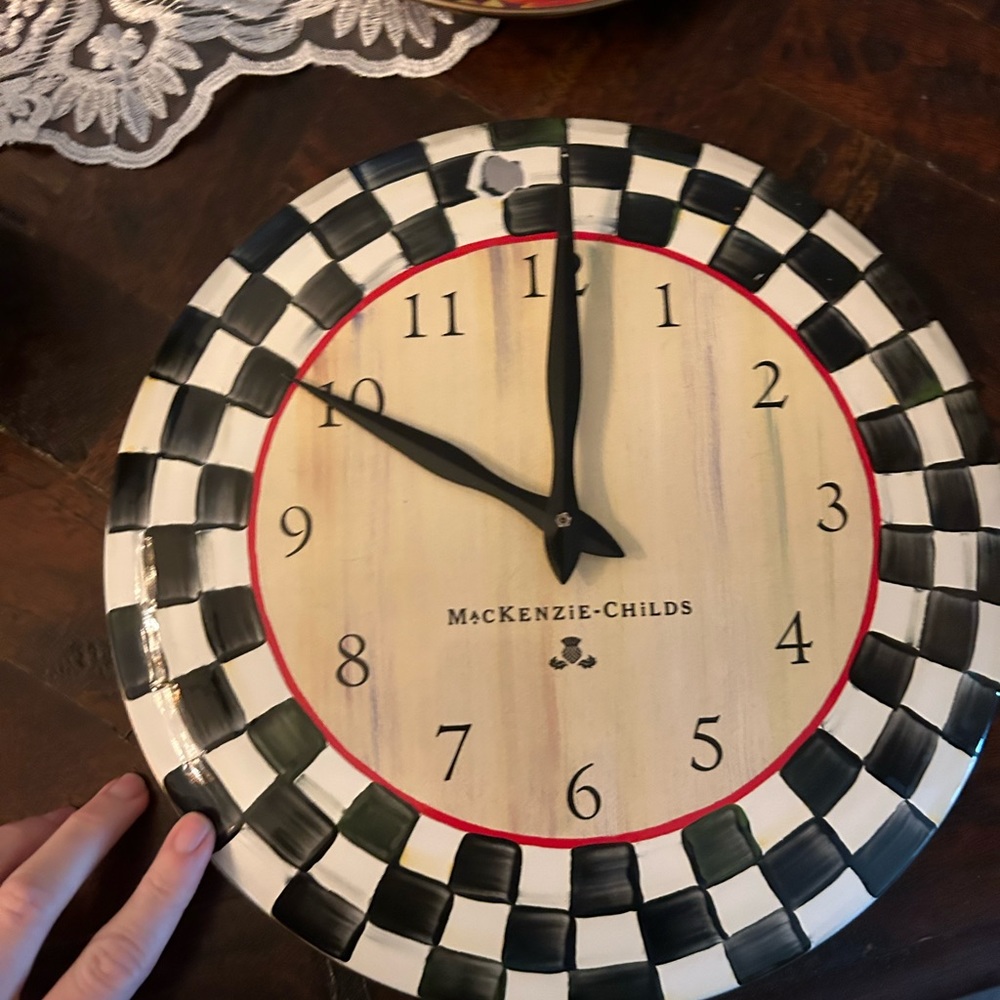 Courtly Check Enamel Clock MacKenzie-Childs